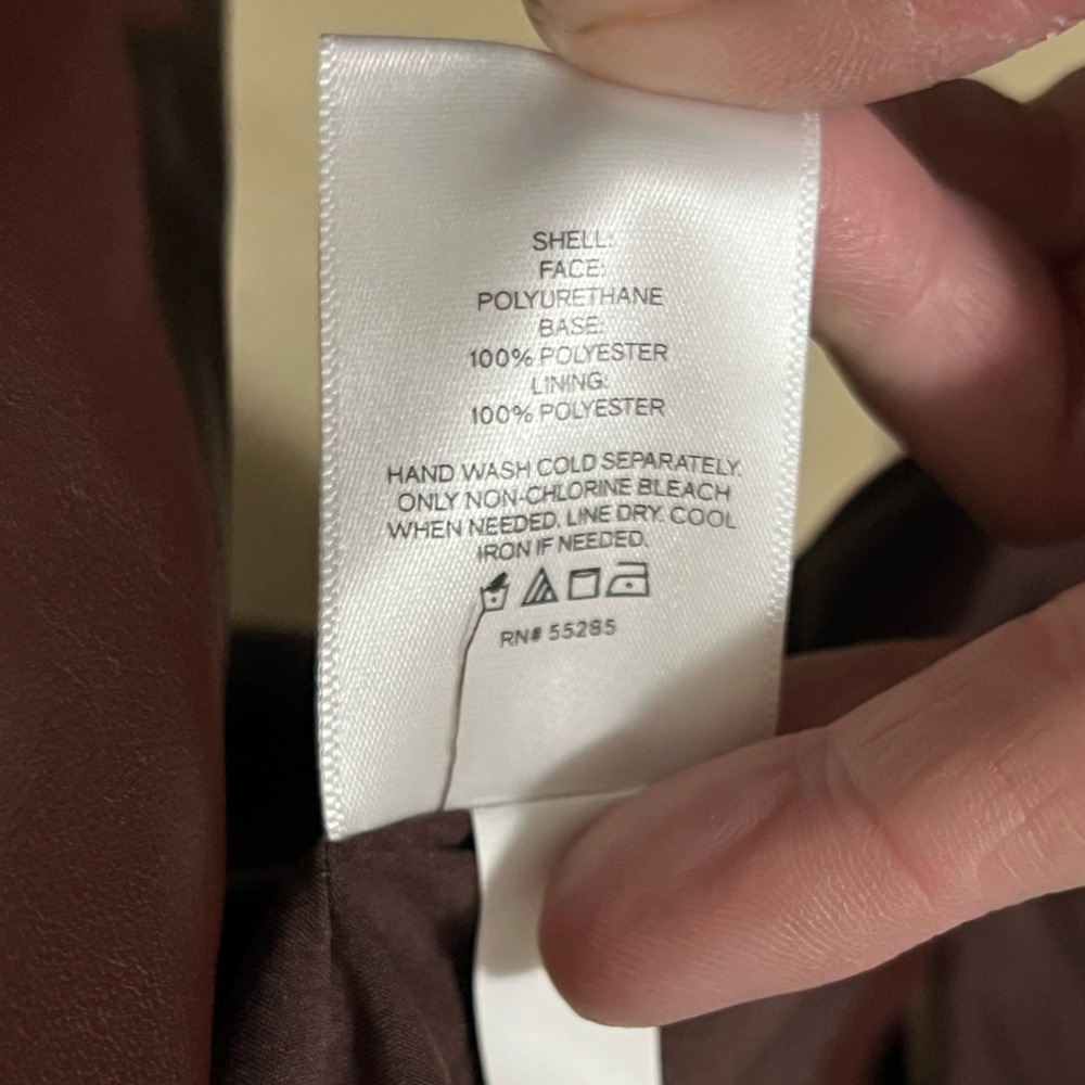 Express NWT chocolate brown faux leather cinched one button boyfriend blazer - Picture 15 of 16